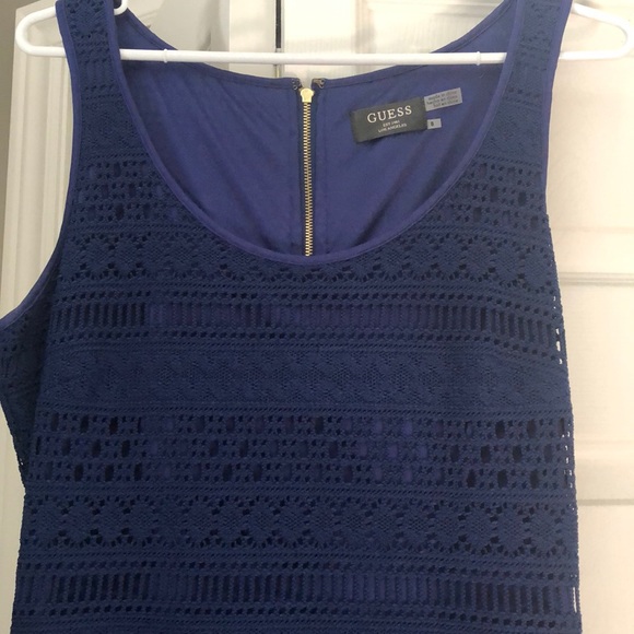 Guess navy blue mid length crochet pattern dress - Picture 2 of 2